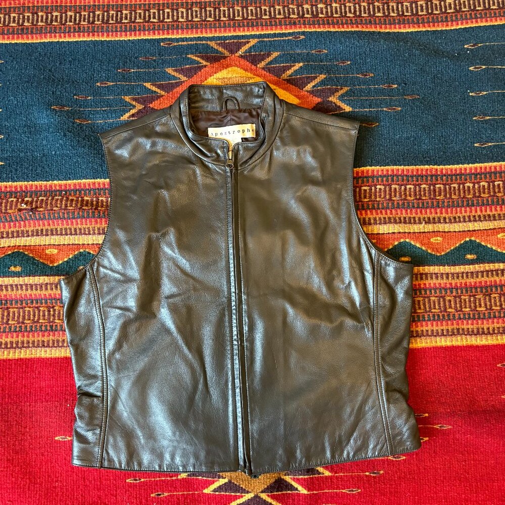 Vintage Apostrophe Brown Genuine Leather Vest – Women’s Size 12